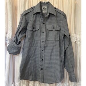 Swiss Cross black check long sleeve 2 pocket dress shirt Small‎